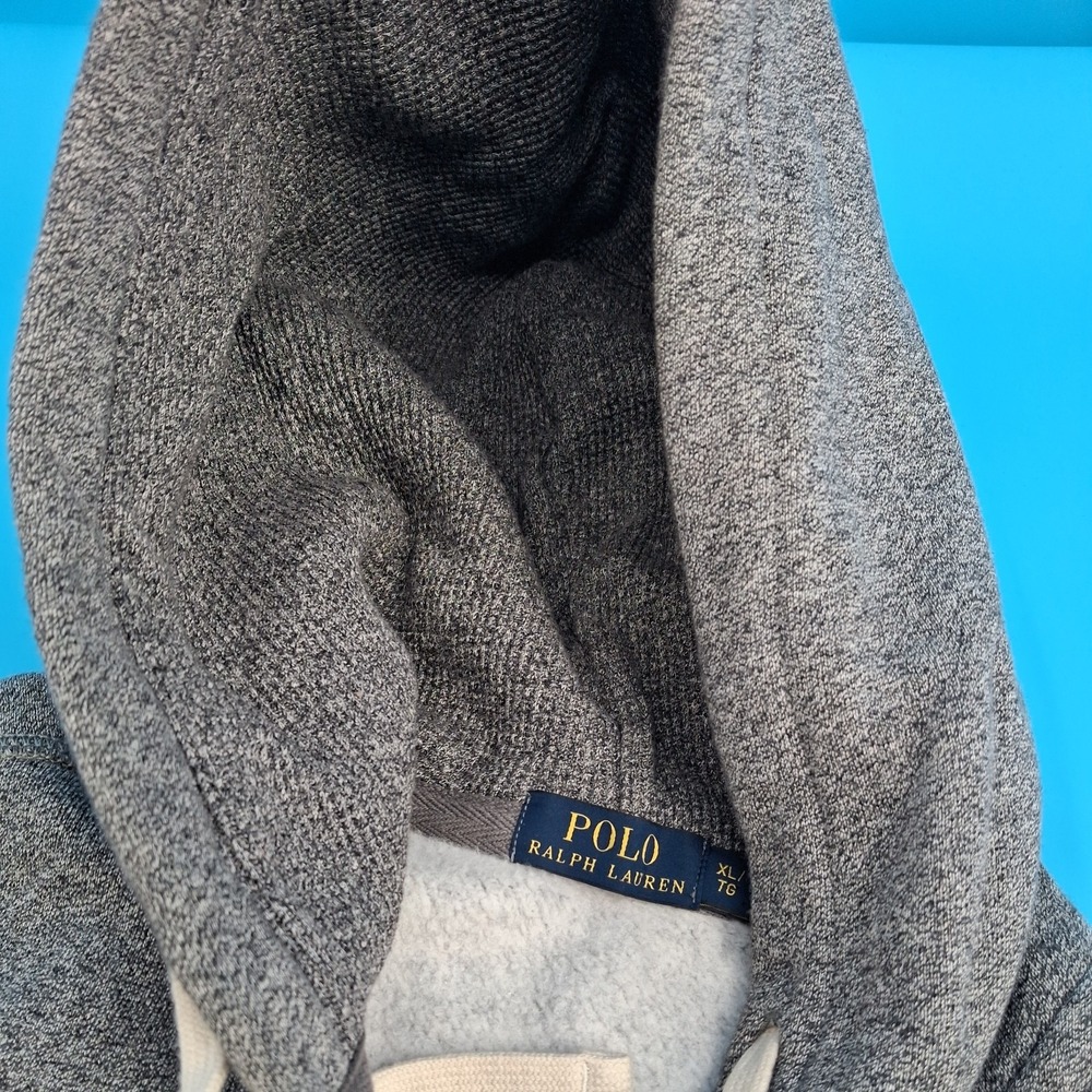 Polo Ralph Lauren Thick Zip Up Hoodie Mens XL Jacket Gray Waffle Knit Hood - Picture 5 of 16